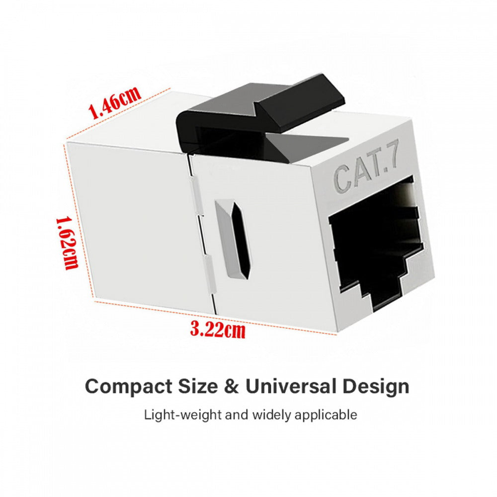 10-Gigabit UTP CAT7 Keystone Coupler RJ45 Female to Female Shield 8P8C UTP STP Keystone Inline Coupler UT-007-CAT7