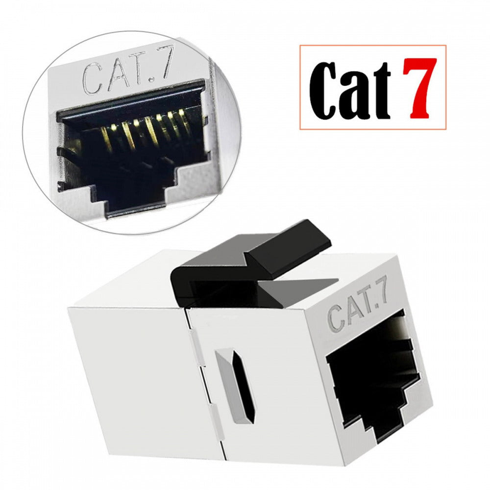 10-Gigabit UTP CAT7 Keystone Coupler RJ45 Female to Female Shield 8P8C UTP STP Keystone Inline Coupler UT-007-CAT7