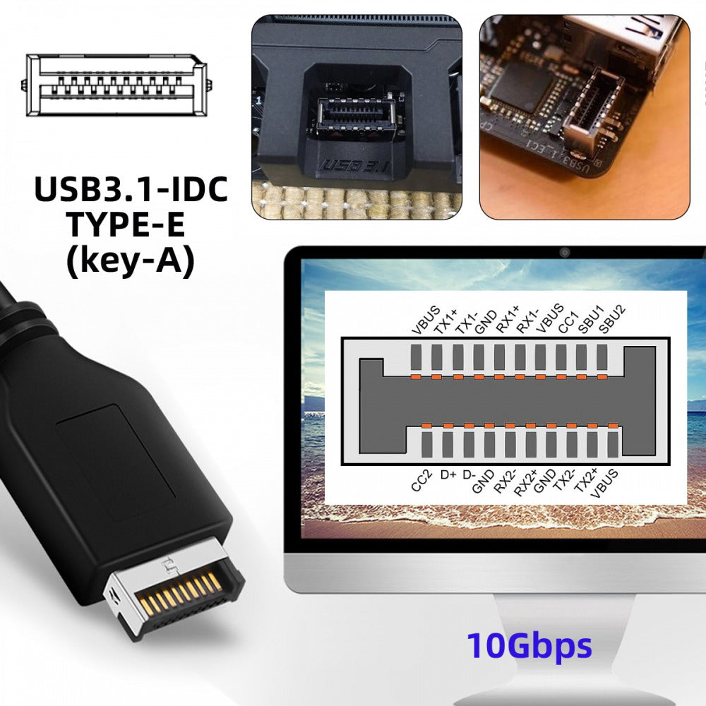 Type-E USB 3.1 Front Panel Socket & USB3.0 19Pin/20Pin & Dual Type-C USB-C to PCI-E Express Card Adapter ASM3142 VL822 UC-083-4P