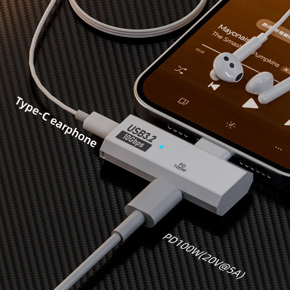 USB-C 10Gbps Type-C 1-to-2 USB-C Female OTG & 100W PD Power Adapter for Laptop Tablet Phone UC-035-TC