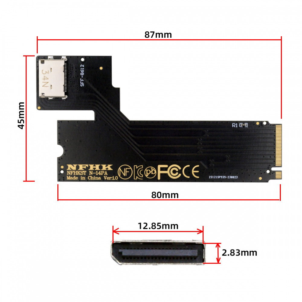PCI-E 4.0 M.2 M-key to Oculink SFF-8612 SFF-8611 Host Adapter for 2022 2023 ThinkBook 14+ External Graphics Card & SSD SF-065-INT