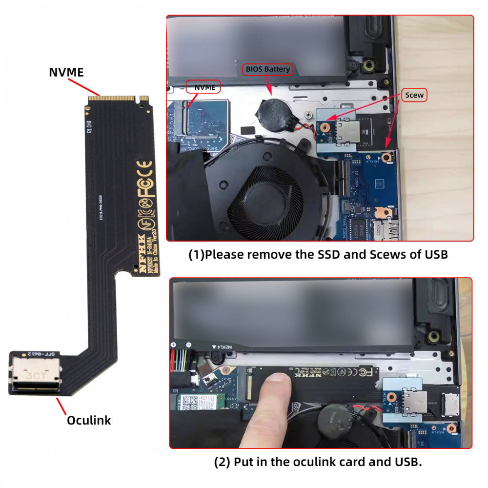 PCI-E 4.0 M.2 M-key to Oculink SFF-8612 SFF-8611 Host Adapter for 2024 ThinkBook 16+ AMD8845 External Graphics Card & SSD SF-058-AMD