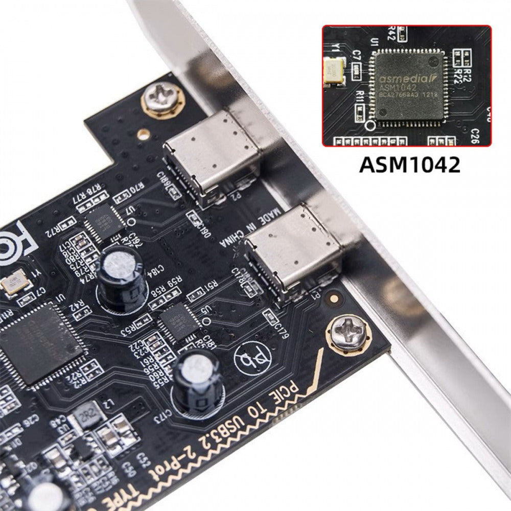Card USB3.1 Gen1 5Gbps Dual Type-C USB-C Female to PCI-E Express 1x Card Adapter ASM1042 with Low Profile Bracket