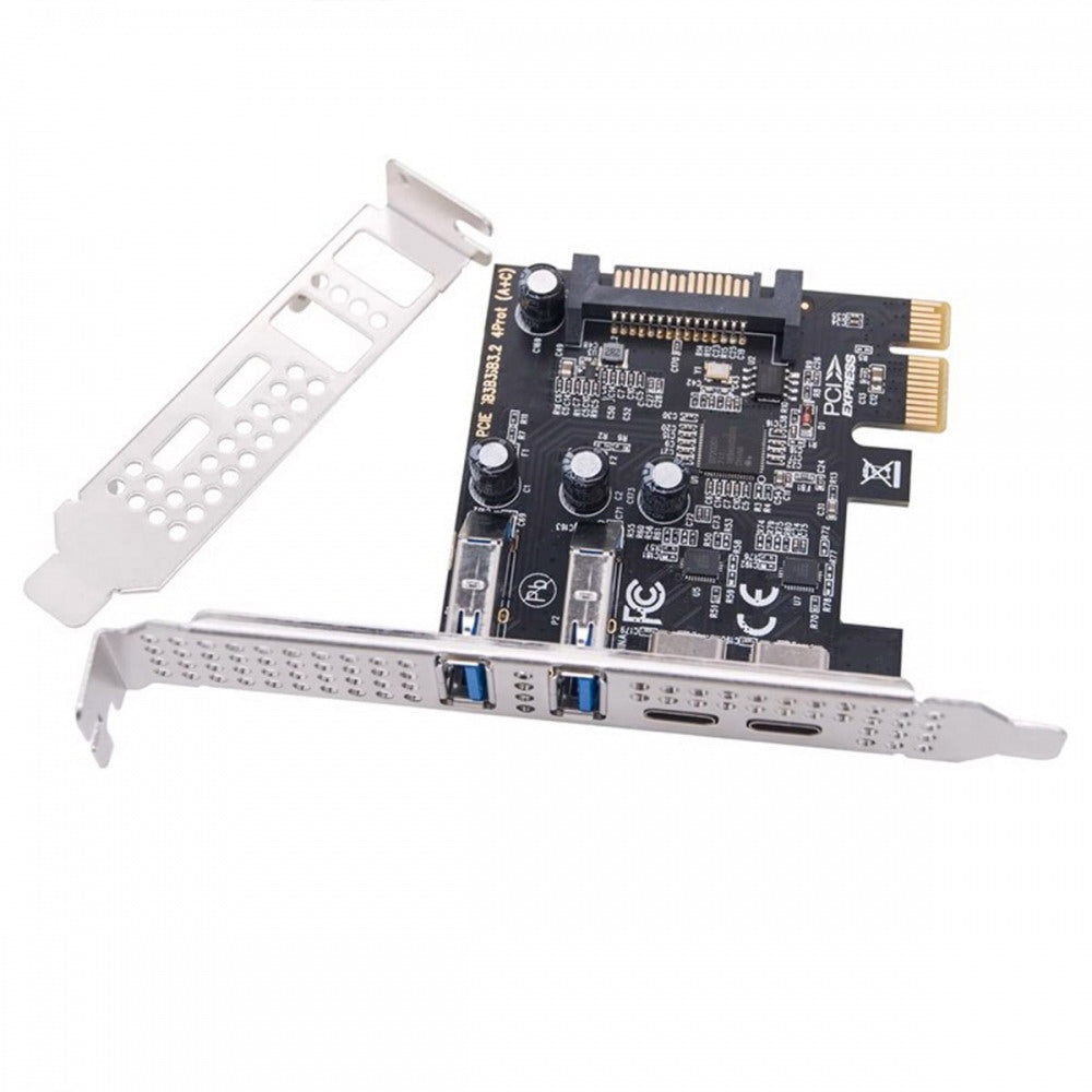 Card USB3.1 Gen1 5Gbps Dual Type-A & Type-C USB-C Female to PCI-E Express 1x Card Adapter uPD720201 with Low Profile Bracket UC-087-4P