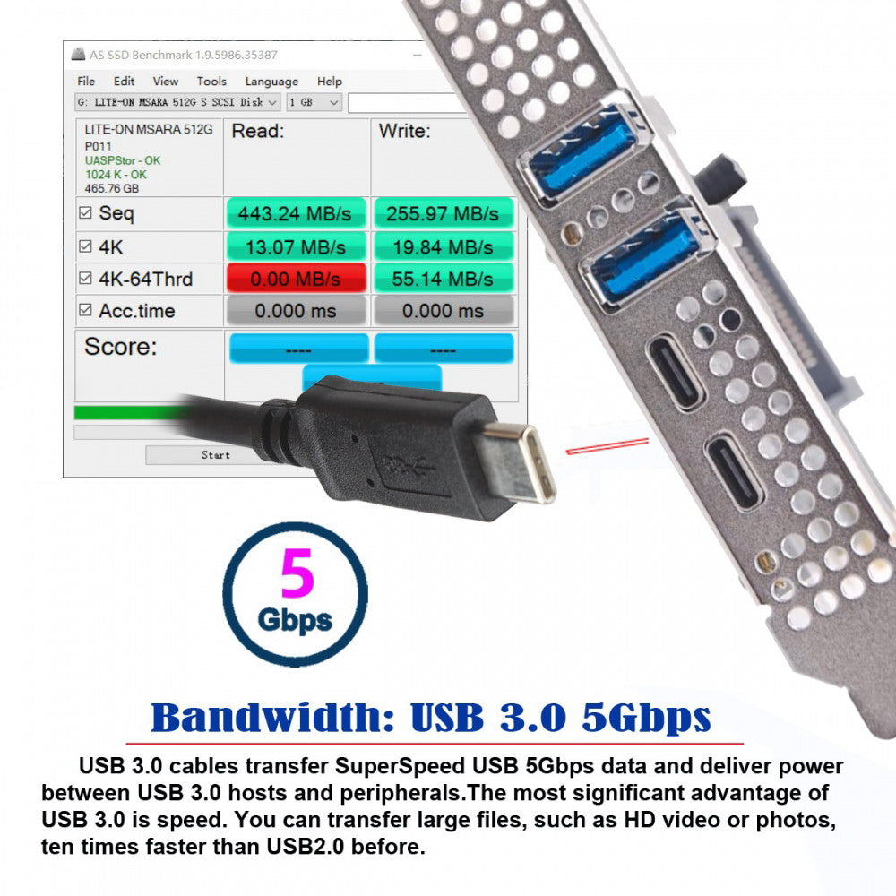 Card USB3.1 Gen1 5Gbps Dual Type-A & Type-C USB-C Female to PCI-E Express 1x Card Adapter uPD720201 with Low Profile Bracket UC-087-4P