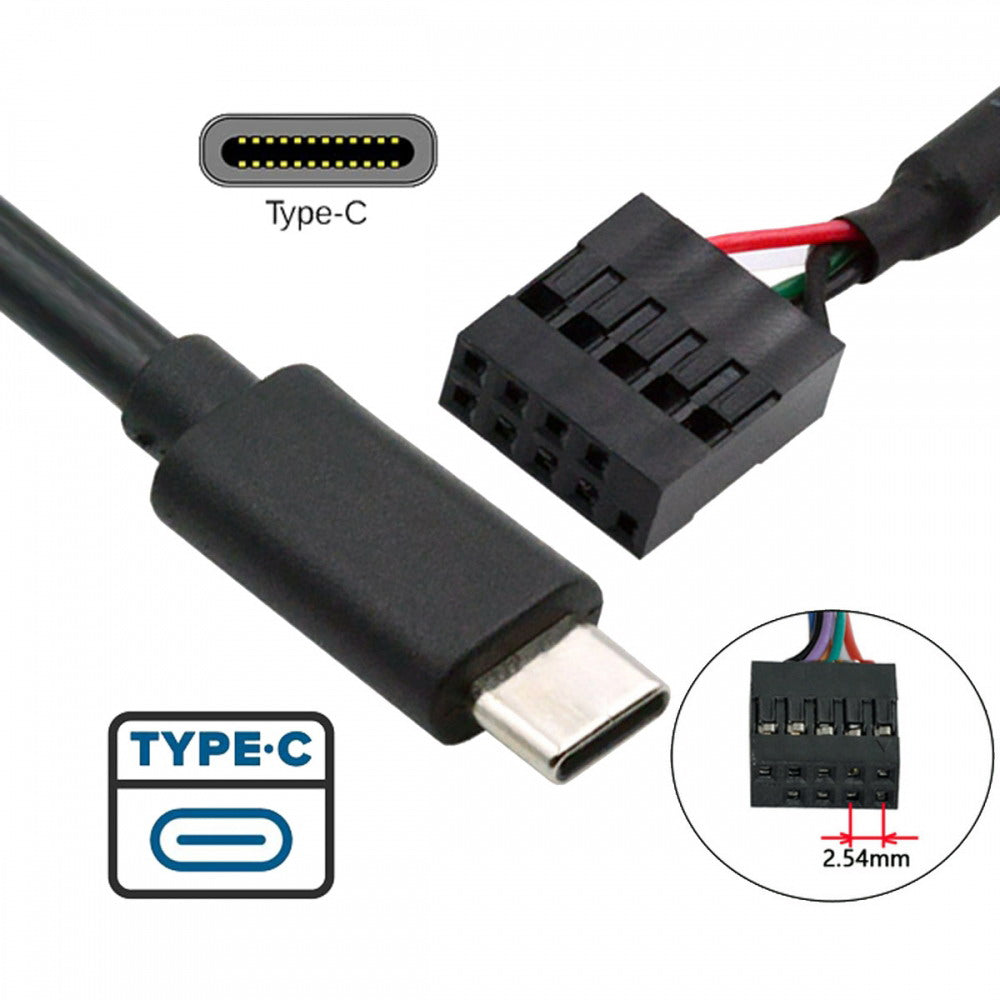 Cable USB 2.0 Motherboard 9pin 10pin Header to Type-C USB-C Cable 50cm for Mini Monitor Sensor Panel Camera