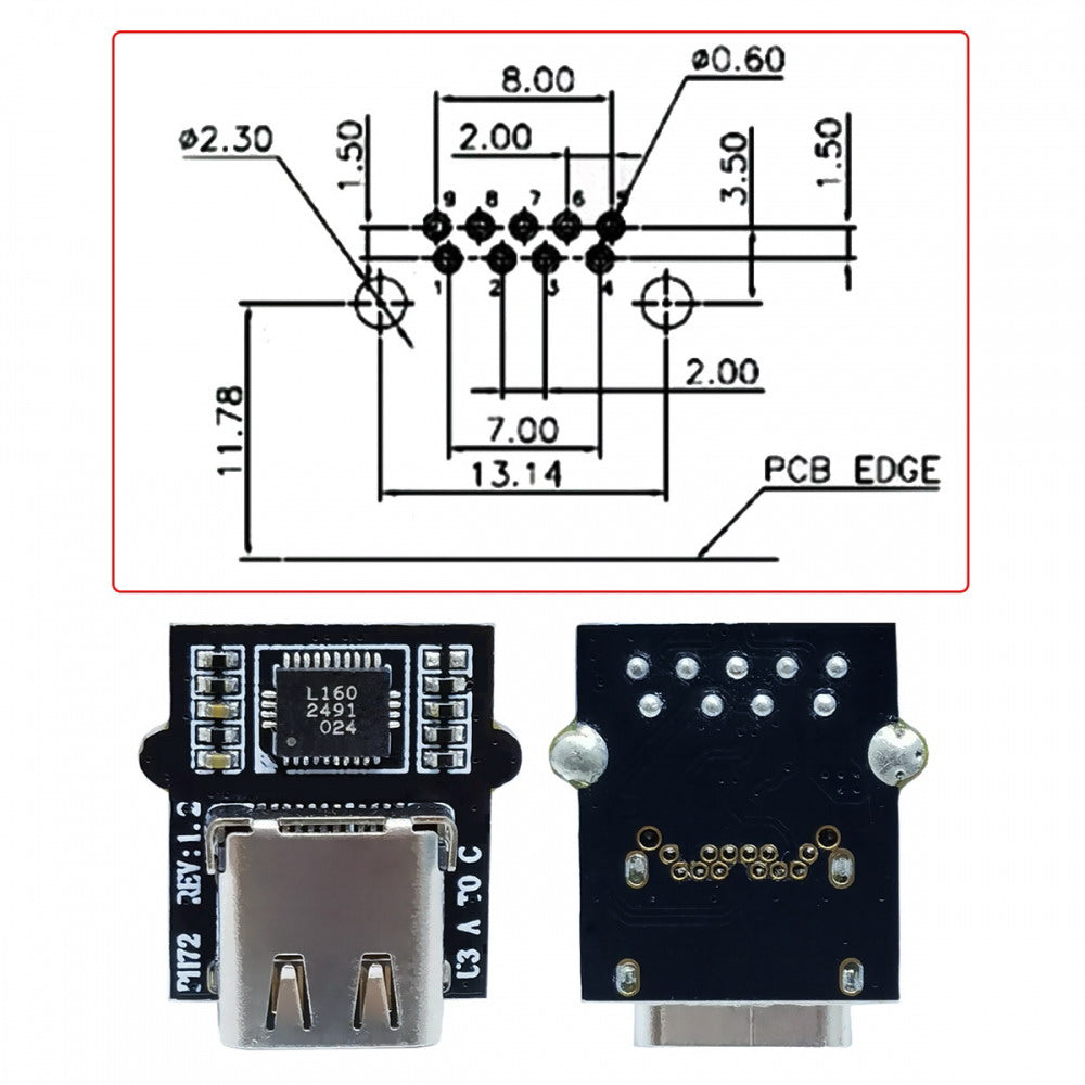 Connector DIY OEM Type-C Female Socket Connector with VL160 Chipset Replace for USB3.0 Type-A Female DIP Type DC 5V Power