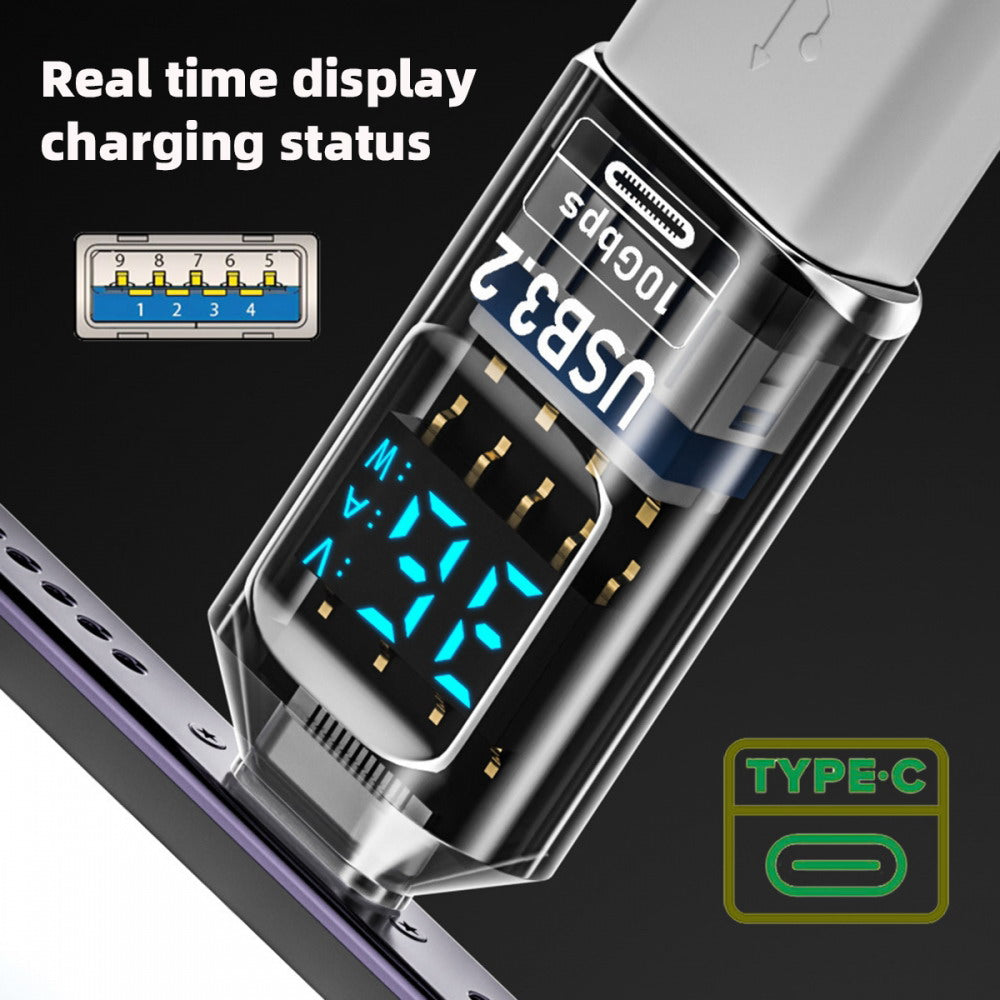 3pcs/lot Type-C Smart LED Display USB-C to USB3.2 Type-A Adapter 10Gbps Data Current Voltage Fast Charging Monitoring Display Tester Detector