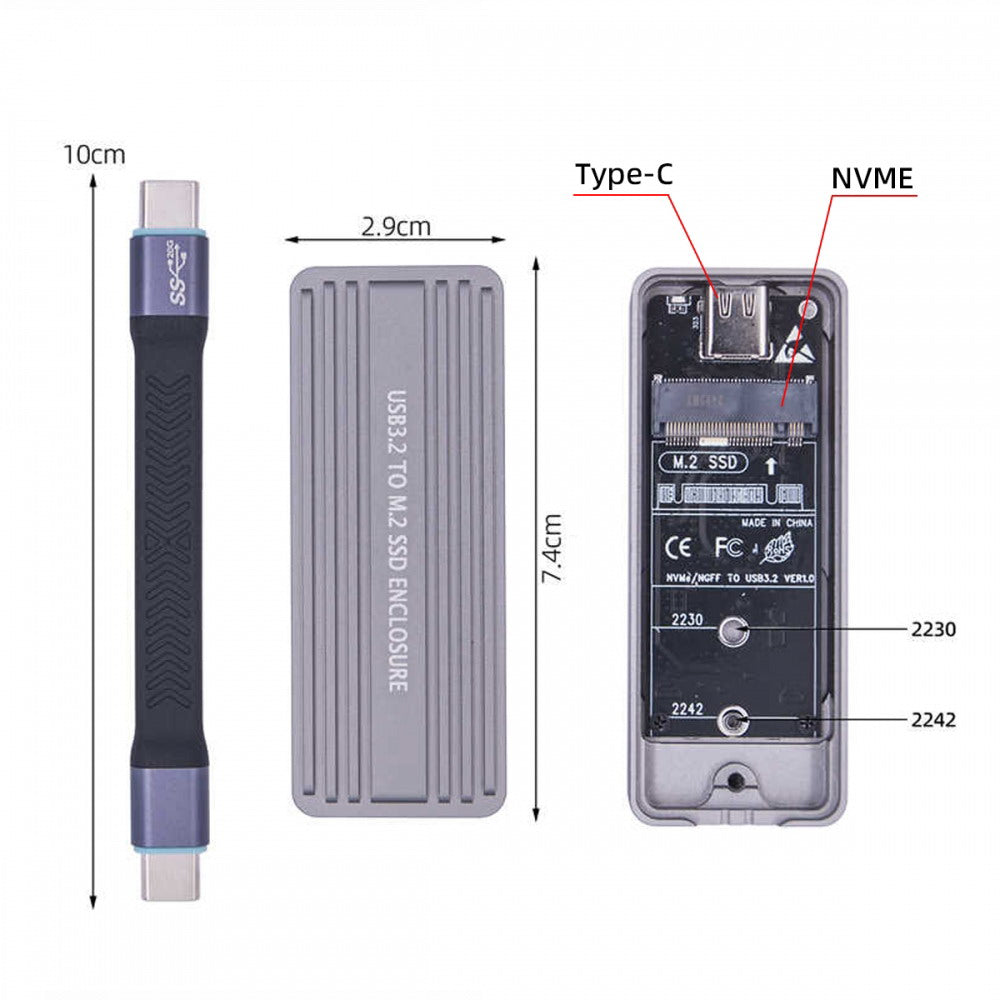 20Gbps Type-C USB3.2 USB4 to NVME M-key M.2 NGFF SATA SSD PCBA Enclosure 2242/2230mm Adapter RTL9220 Chipset