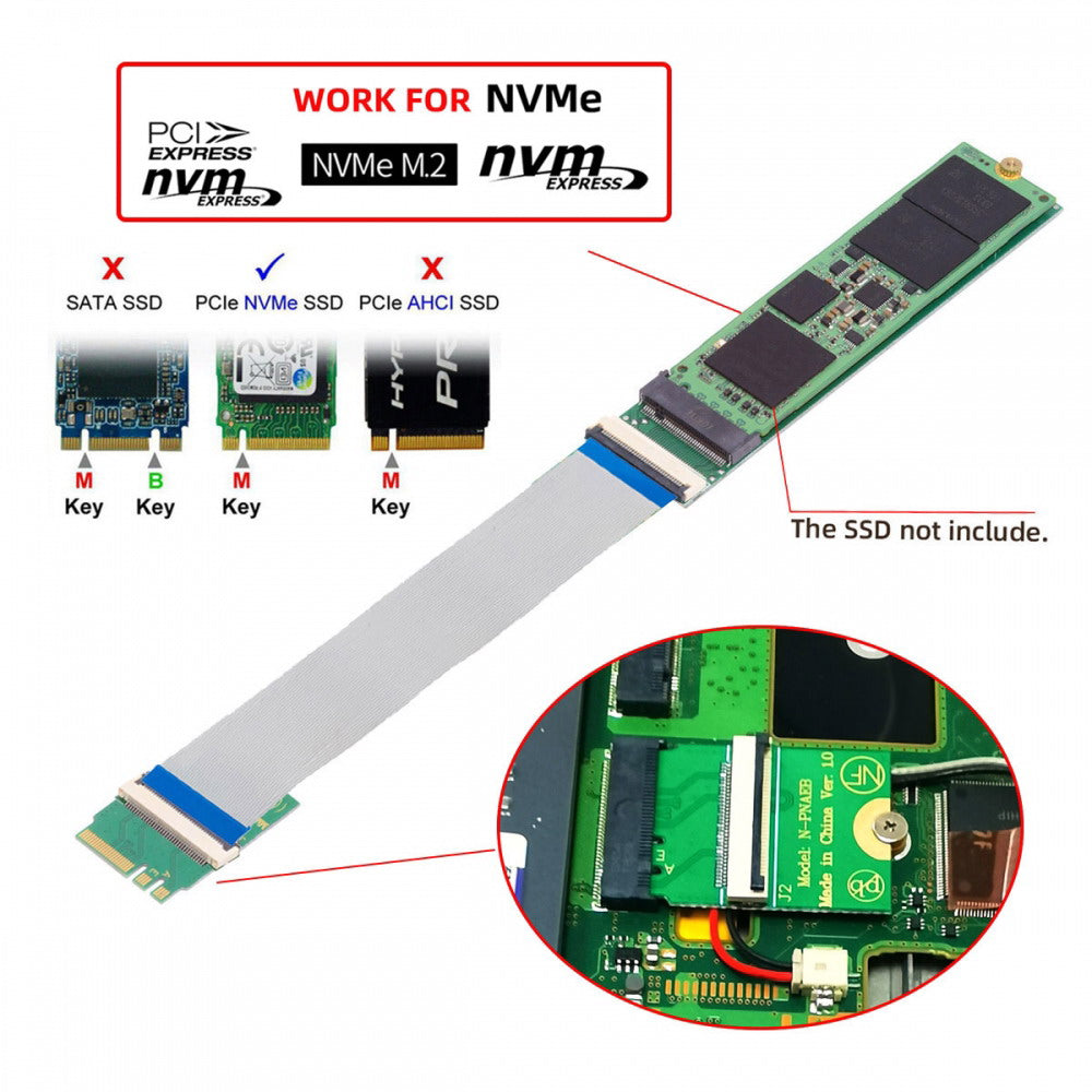 2230 NGFF A+E-Key Male to NVME M-key Female Extension Cable for Laptop Mainboard SSD 2280