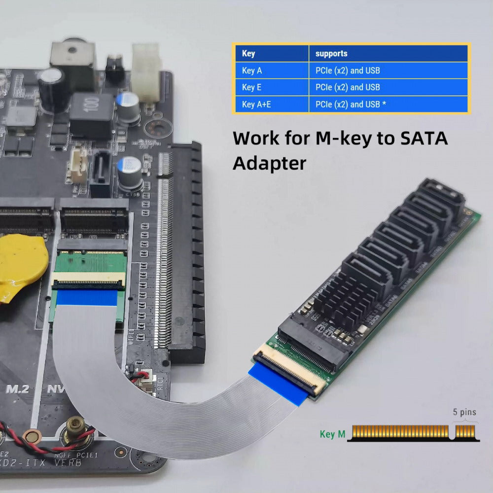 2230 NGFF A+E-Key Male to NVME M-key Female Extension Cable for Laptop Mainboard SSD 2280