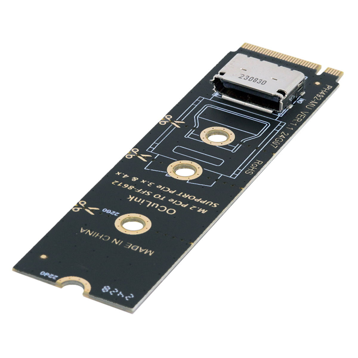 2280 PCI-E4.0 M.2 M-key to Oculink SFF-8612 SFF-8611 Vertical Host Adapter for NVME U.2 SSD eGPU