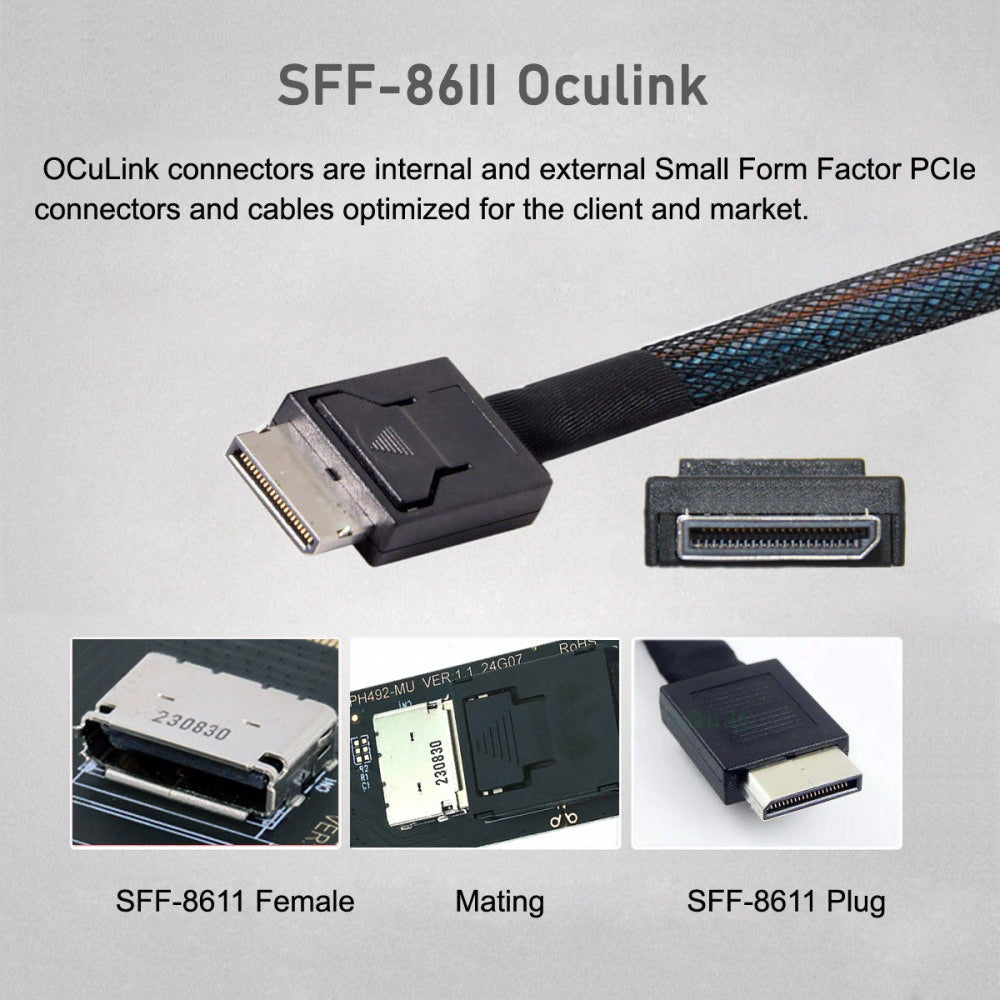 2280 PCI-E4.0 M.2 M-key to Oculink SFF-8612 SFF-8611 Vertical Host Adapter for NVME U.2 SSD eGPU