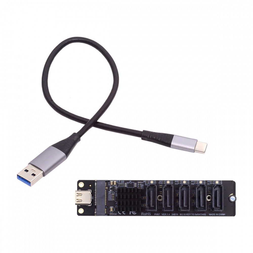 10Gbps USB-C Type-C to NGFF Key B+M SATA 6Gbps 5 Ports Adapter Converter PM Port Multiplier Selector JMB575 JMS580