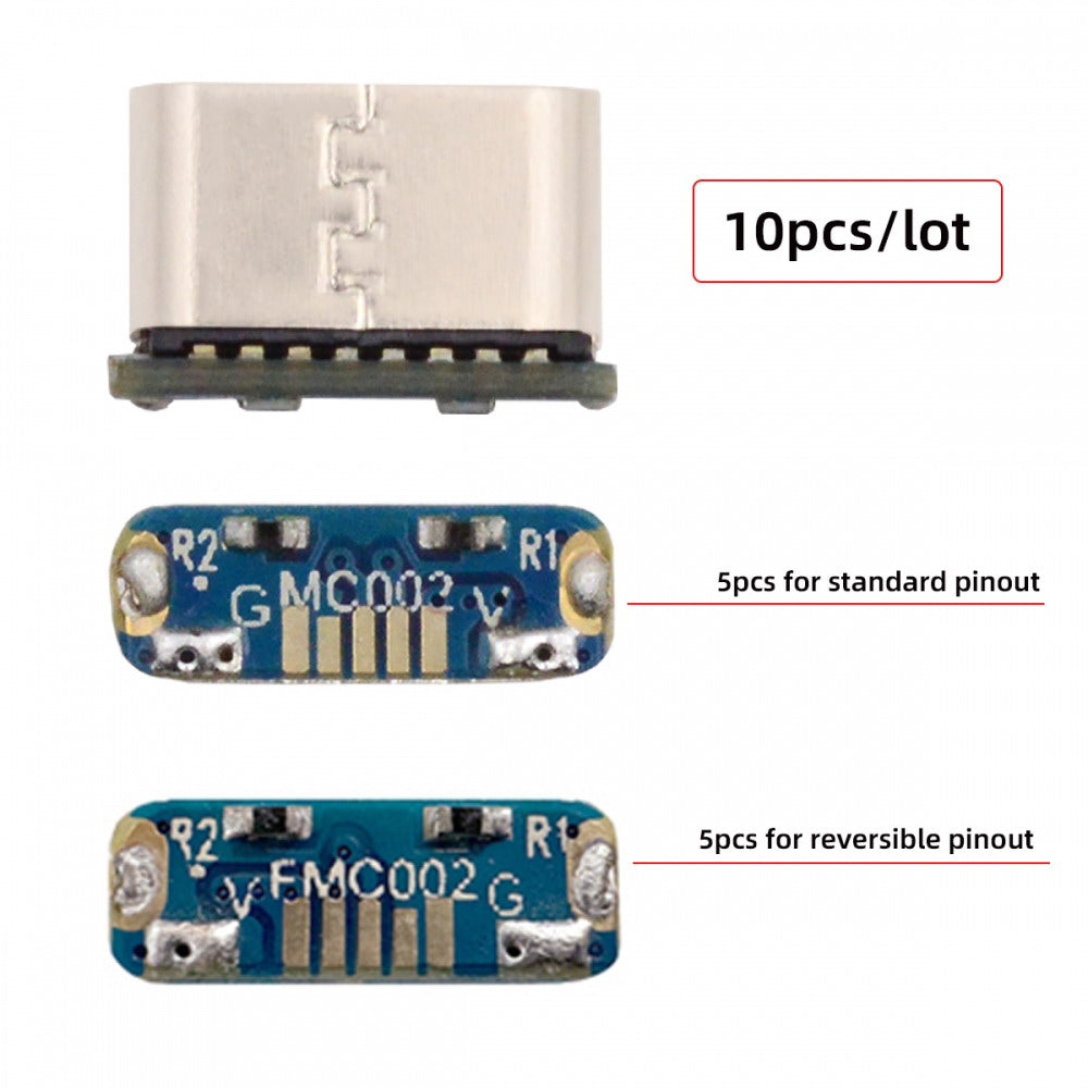 10pcs/lot DIY Solder Type-C Female Socket Connector Replace for Micro-USB 5Pin Female SMT Type DC 5V Power