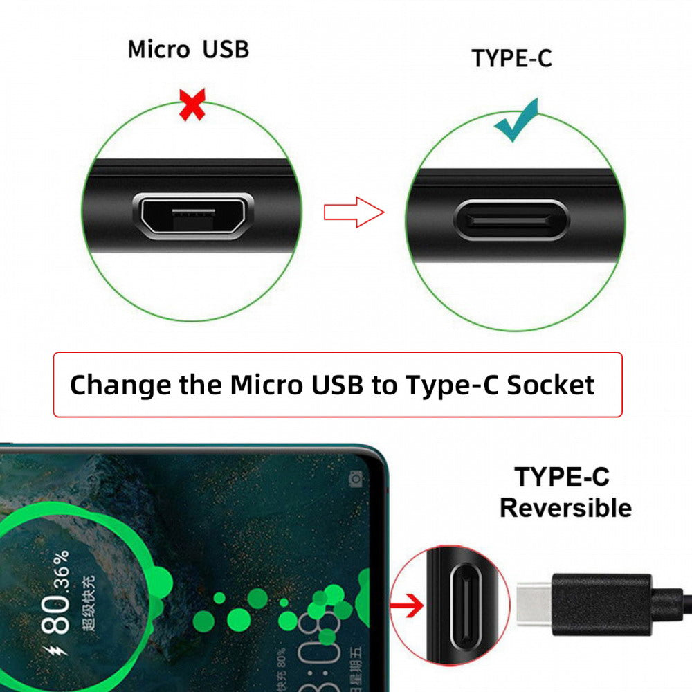 10pcs/lot DIY Solder Type-C Female Socket Connector Replace for Micro-USB 5Pin Female SMT Type DC 5V Power