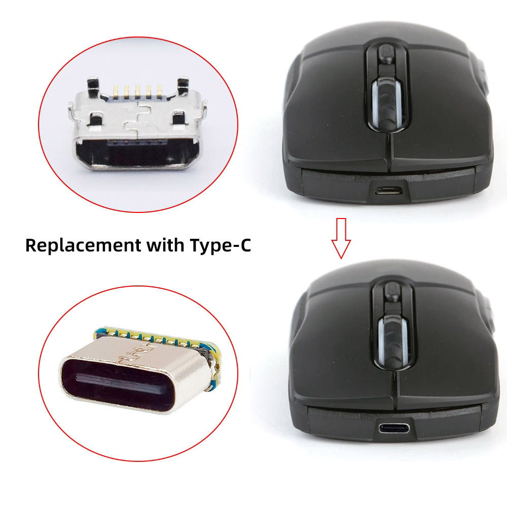 10pcs/lot DIY Solder Type-C Female Socket Connector Replace for Micro-USB 5Pin Female SMT Type DC 5V Power