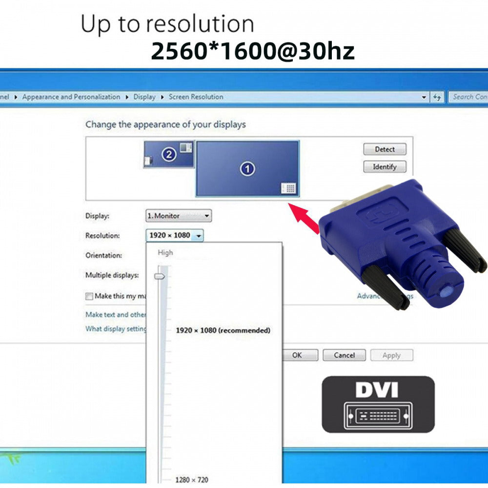 CY Virtual Display Adapter DVI Monitor Dummy Plug Headless Ghost Display Emulator 1920x1080p@60Hz