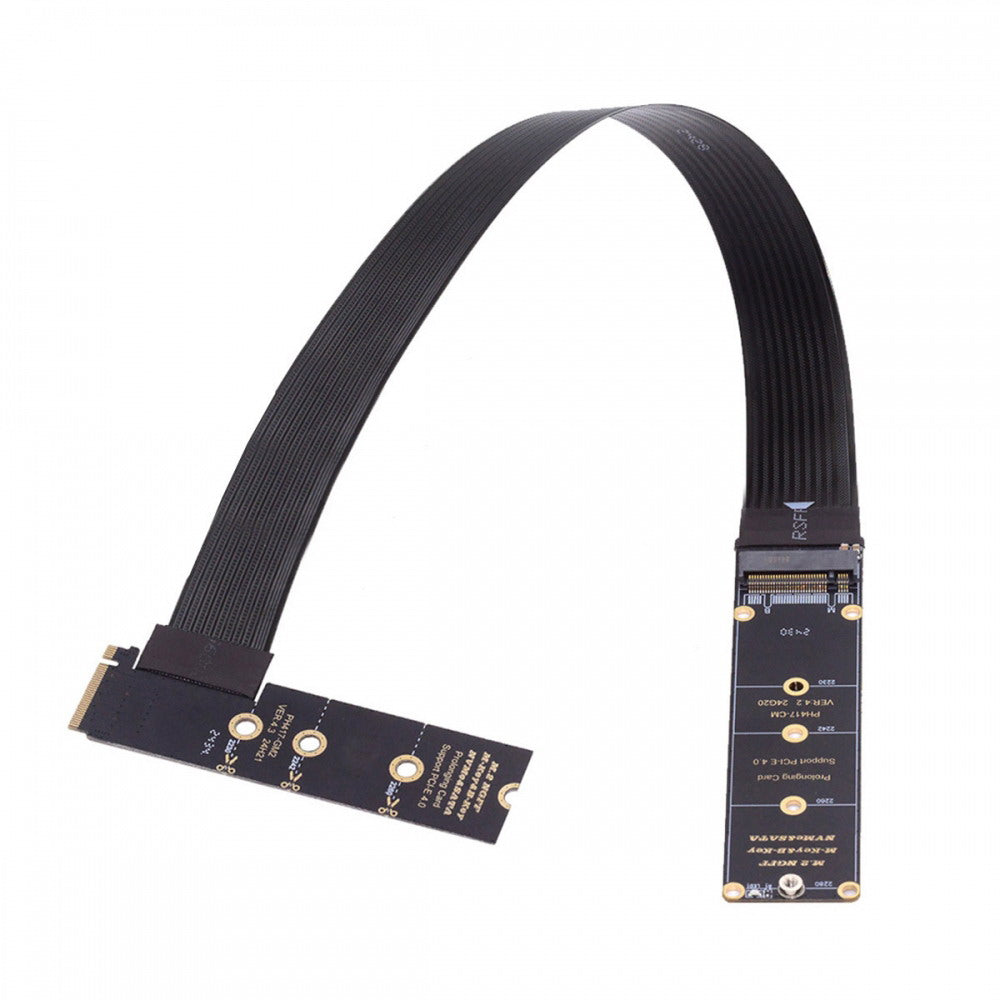NGFF M-Key NVME Male to Female Extension PCI Express Cable 30cm Right Angled Type 90 Degree PCI-E 4.0 for Mainboard SSD 2230/2242/2260/2280