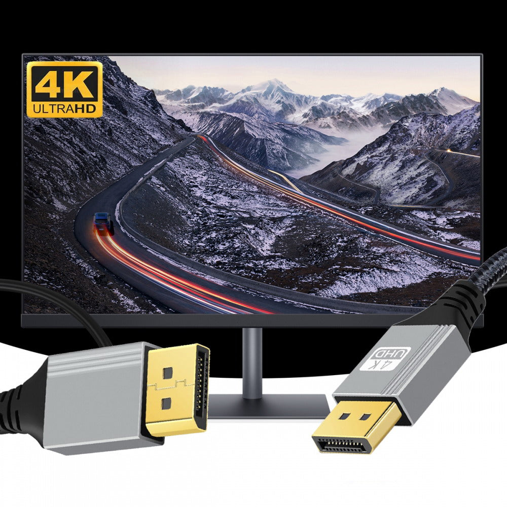 DisplayPort DP to DP Cable 4K 60hz Cable Silver Sleeve Ultra-HD UHD for Desktop Laptop Monitor Graphics Card