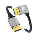 Left Angled DisplayPort DP to DP Cable 4K 60hz Cable Silver Sleeve Ultra-HD UHD 90 Degree for Desktop Laptop Monitor Graphics Card