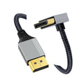 Down Angled DisplayPort DP to DP Cable 4K 60hz Cable Silver Sleeve Ultra-HD UHD 90 Degree for Desktop Laptop Monitor Graphics Card