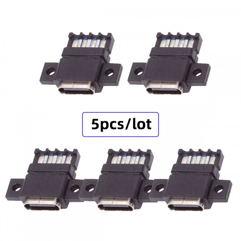 5pcs/set DIY OEM Type C Female Socket Connector to 6Pin PCBA Pinout Flat Scew Mount Type DC 5V/20V PD Power