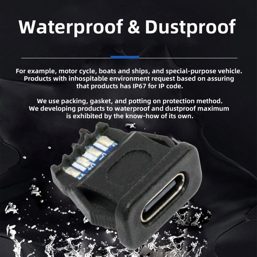 5pcs/set DIY OEM Type C Female Socket Connector to 6Pin PCBA Pinout Rectangle Latch Mount Type DC 5V/20V PD Power IP67