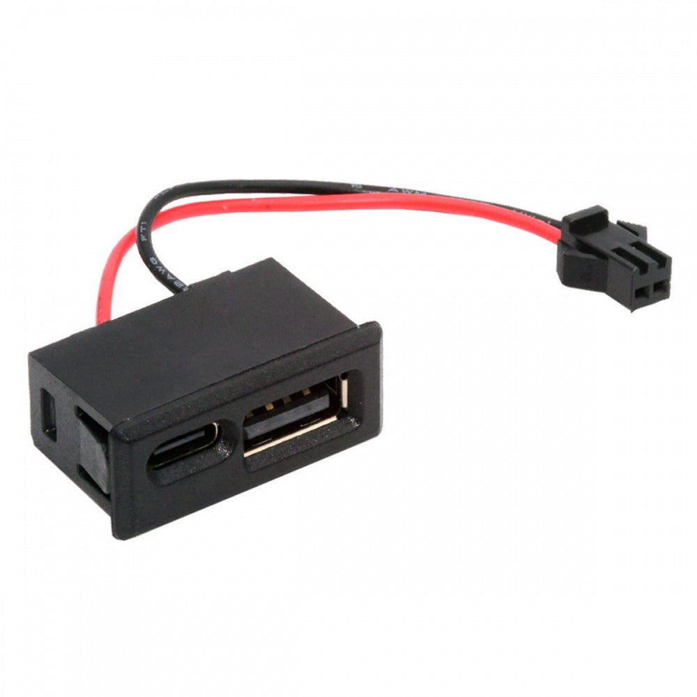 DIY OEM Type-A & Type-C Female Socket Horizontal to 2Pin Header Cable Pitch=2.54mm Latch Mount Type DC 5V Power