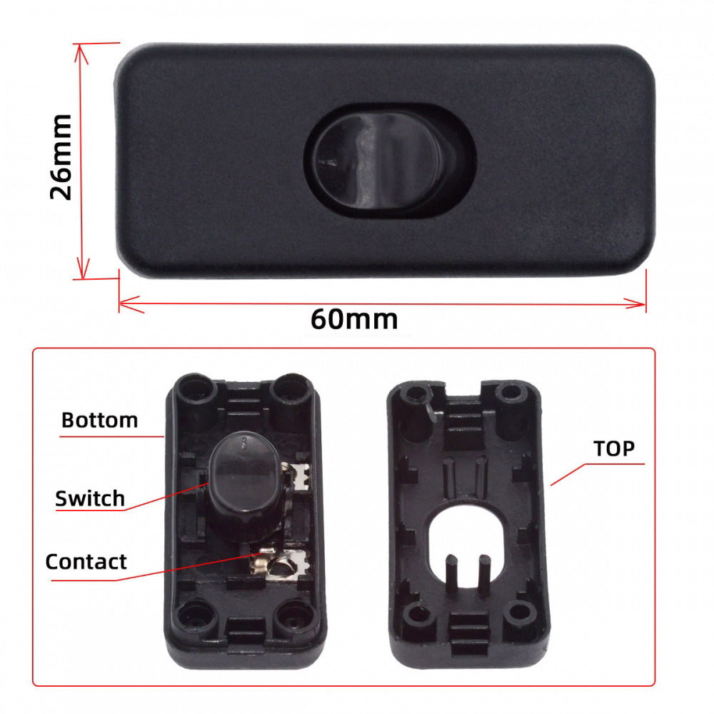 Universal Interruptor 303 Switch Cord Inline On-Off Switch DPST Control Rocker for Bedroom Table Lamp Desk Light Strip
