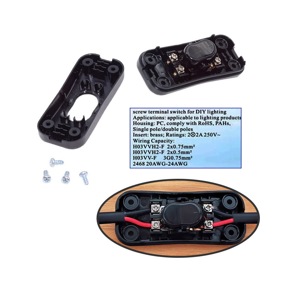 Universal Interruptor 318 Switch Cord Inline On-Off Switch DPST Control Rocker for Bedroom Table Lamp Desk Light Strip
