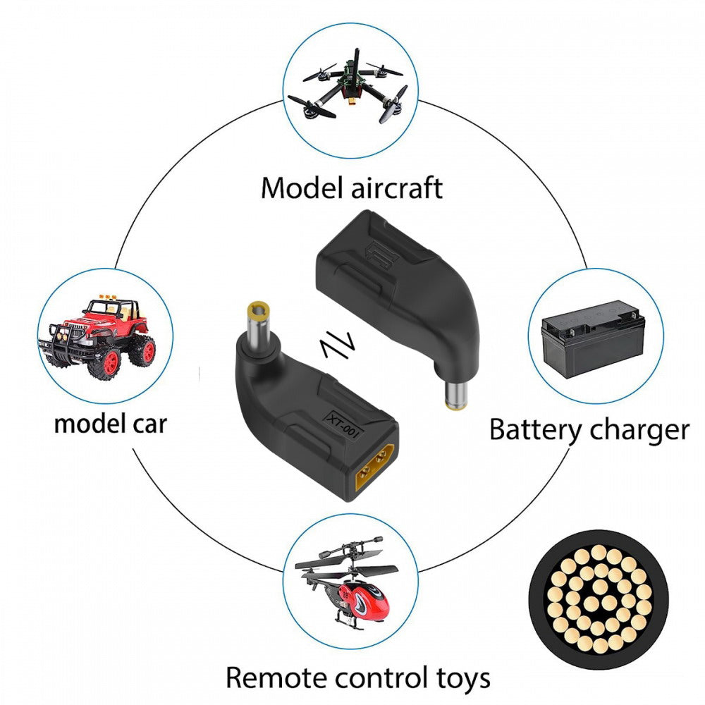 XT60 Male SC100 Protocol to DC 5.5x2.5mm Male Fast Charging Angled Vertical Adapter for RC Lipo Battery Quadcopter Multicopter Aeromodelling