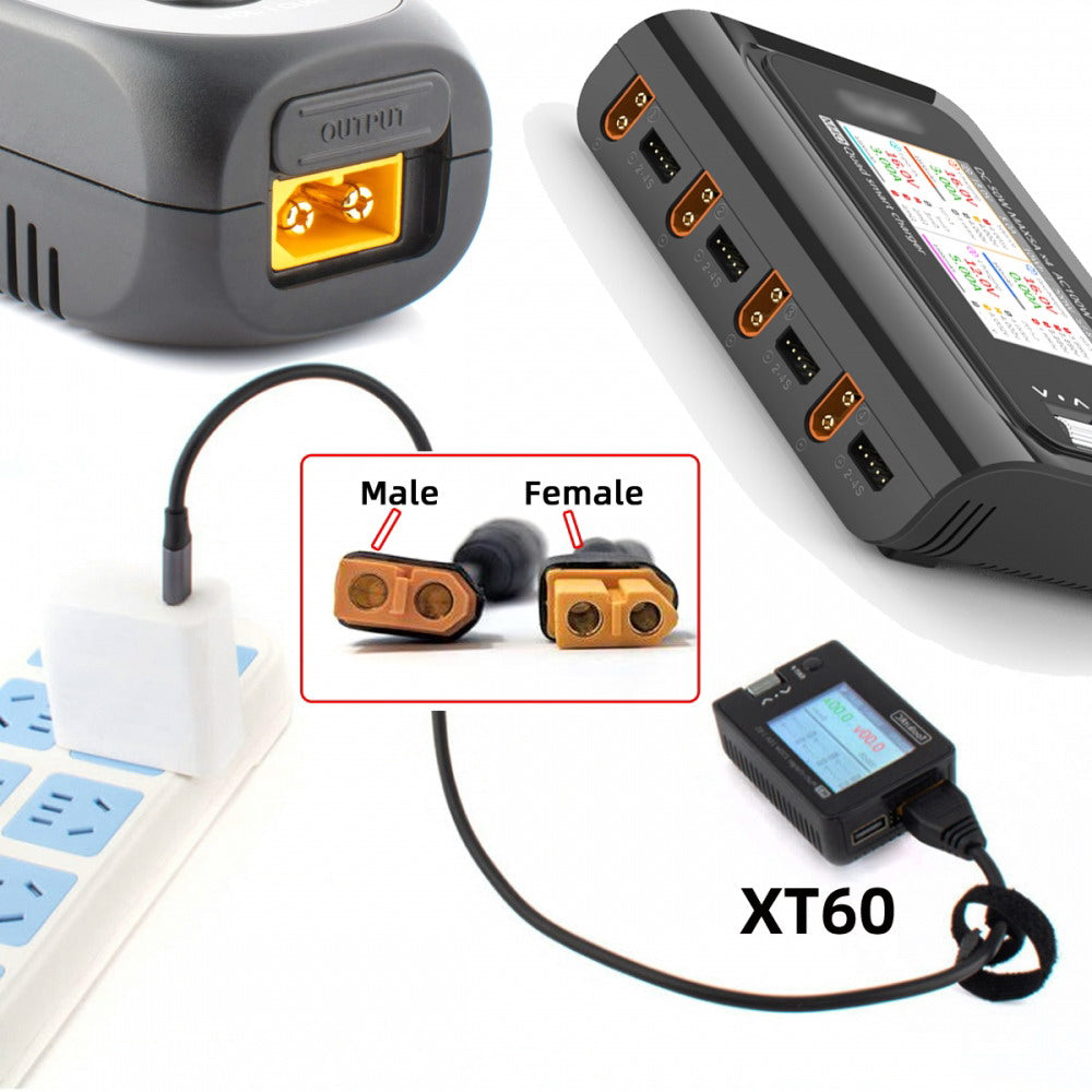XT60 Female SC100 Protocol to DC 5.5x2.5mm Female Fast Charging Adapter for RC Lipo Battery Quadcopter Multicopter Aeromodelling