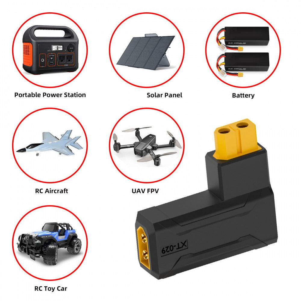 XT60 Male SC100 Protocol to XT60 Female Fast Charging Angled Horizontal Adapter for RC Lipo Battery Quadcopter Multicopter Aeromodelling