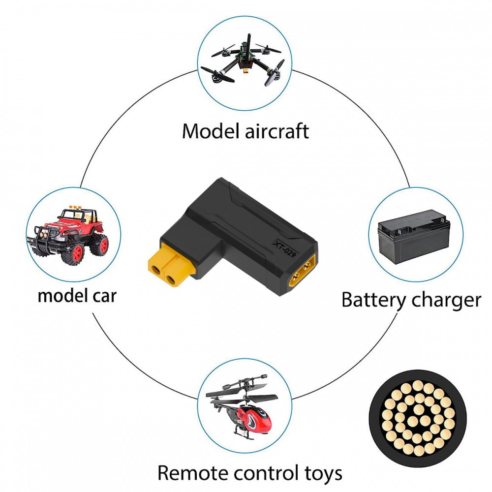 XT60 Male SC100 Protocol to XT60 Female Fast Charging Angled Horizontal Adapter for RC Lipo Battery Quadcopter Multicopter Aeromodelling