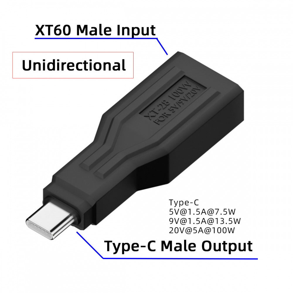 XT60 Male Input SC100 Protocol to Type-C Male Output Fast Charging Adapter for RC Lipo Battery Quadcopter Laptop Phone