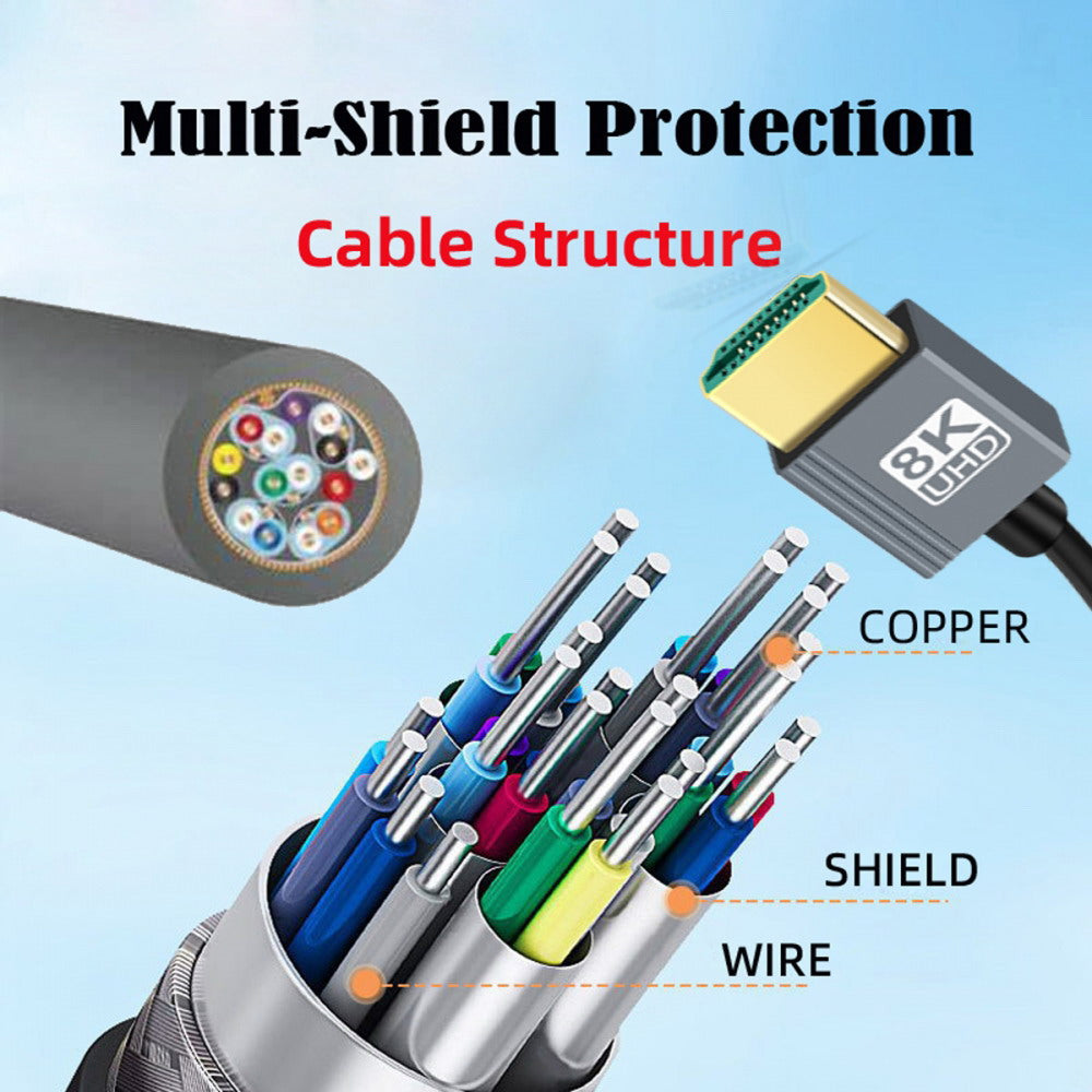 HDMI 2.1 Male to HDMI Male 8K 60hz Stretch Coiled Cable Left Angled 90 Degree for HDTV Computer Laptop Monitor