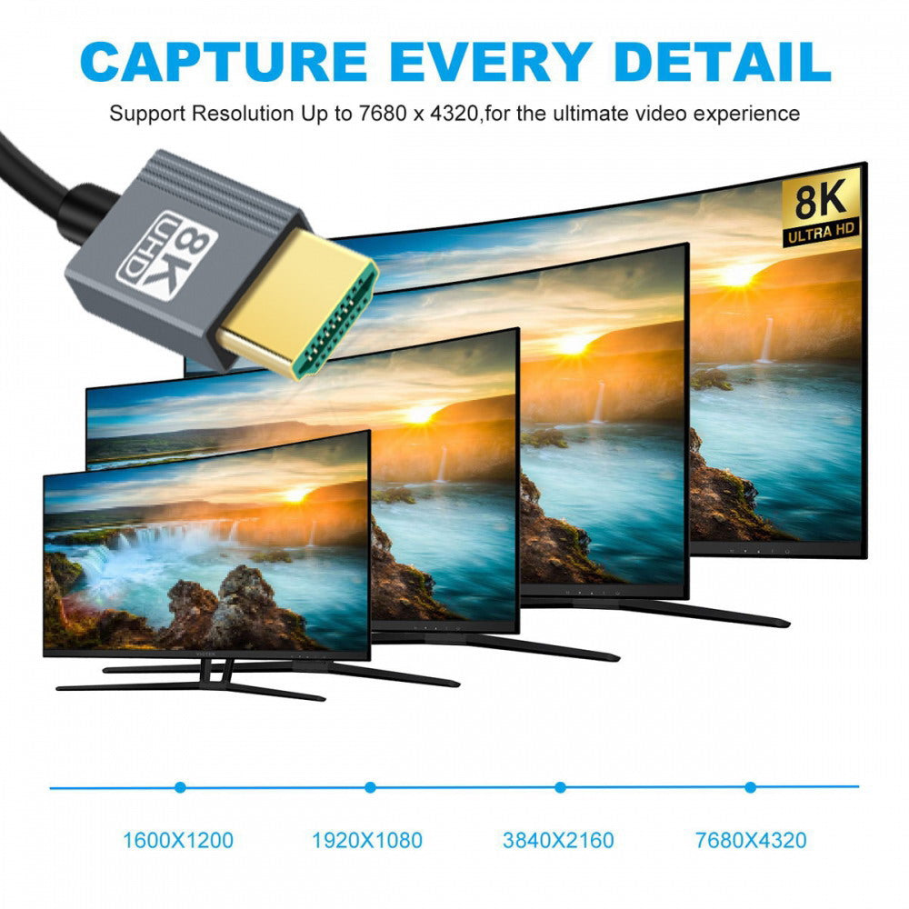 HDMI 2.1 Male to HDMI Male 8K 60hz Stretch Coiled Cable Up Angled 90 Degree for HDTV Computer Laptop Monitor