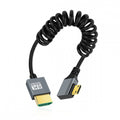 90 Degree Left Angled Mini HDMI 2.1 Male to HDMI Male 8K 60hz Stretch Coiled Cable 100cm for HDTV Computer Laptop Monitor