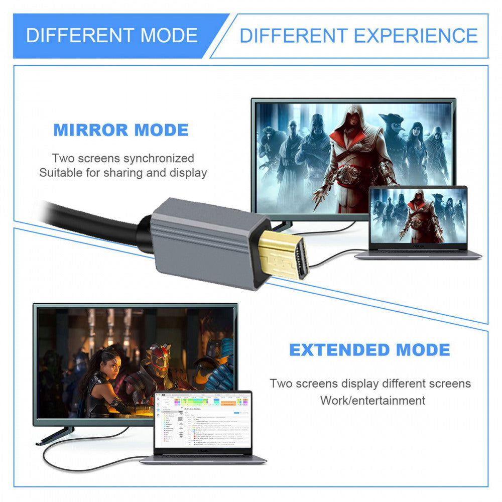 Micro HDMI 2.1 Male Type-D to HDMI Male 8K 60hz Stretch Coiled Cable 100cm for HDTV Camera Laptop Monitor