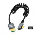 90 Degree Right Angled Micro HDMI 2.1 Male Type-D to HDMI Male 8K 60hz Stretch Coiled Cable 100cm for HDTV Camera Laptop Monitor