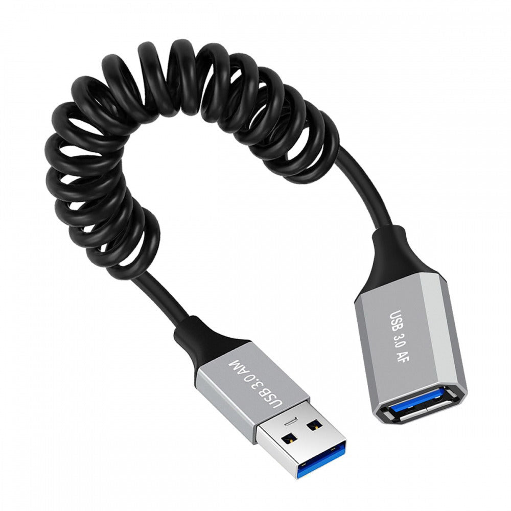 USB 3.0 Type-A Male to USB3.0 A Female Stretch Coiled Cable 100cm Extension 5Gbps for Disk SSD Camera Data