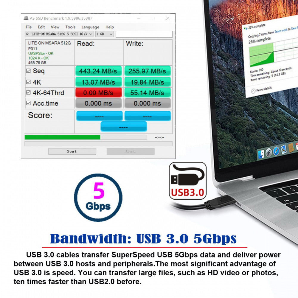 USB-C Type-C Host to Micro-USB3.0 Male OTG Stretch Coiled Cable 100cm Extension 5Gbps for Disk Phone Camera Data