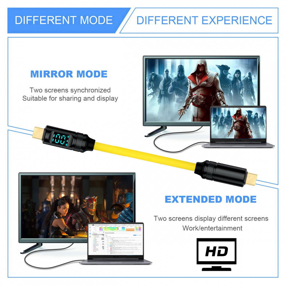 Smart LED Display USB-C USB4 Cable 20Gbps 100W 8K for Laptop Disk Phone Type-C Male to Male Cable Power & Data