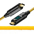 Smart LED Display USB-C USB4 Stretch Coiled Cable 20Gbps 100W 8K for Laptop Disk PhoneType-C Male to Male Cable Power & Data