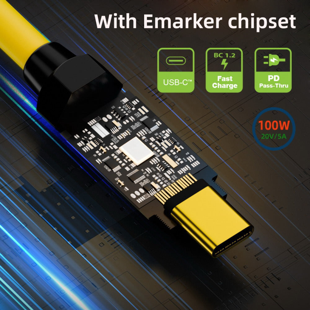 Smart LED Display USB-C USB4 Stretch Coiled Cable 20Gbps 100W 8K for Laptop Disk PhoneType-C Male to Male Cable Power & Data