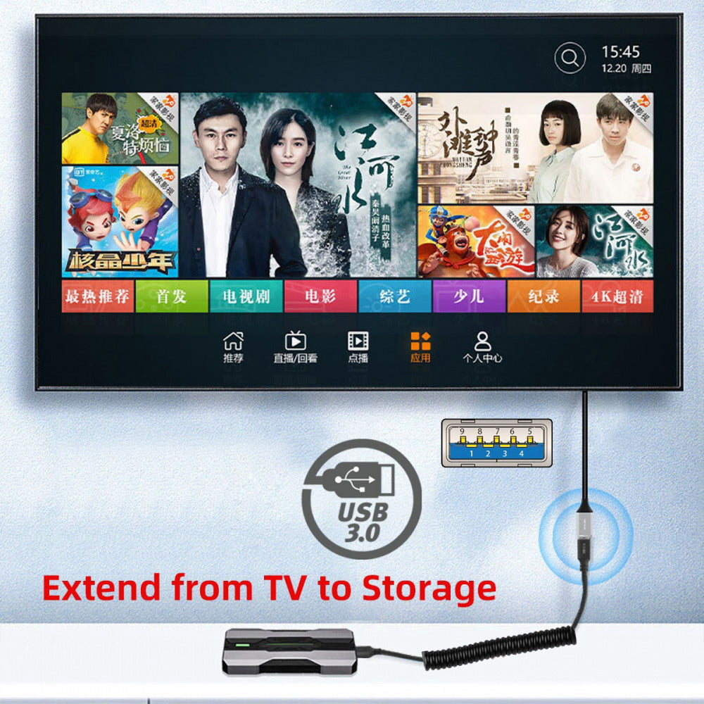 USB 3.0 Type-A Male to USB3.0 A Male Stretch Coiled Cable 100cm Extension 5Gbps for Disk SSD Camera Data