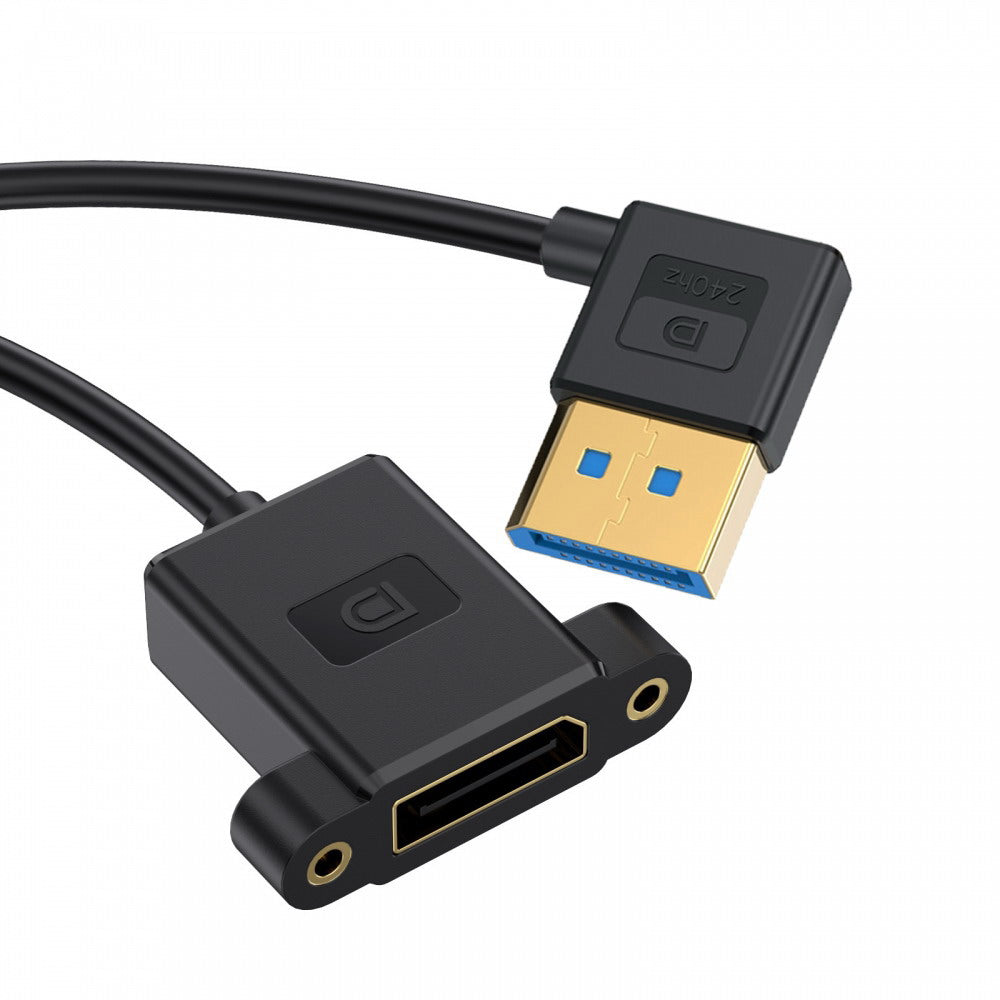 Ultrafine Left Angled DisplayPort 1.4 DP Male to Female Extension Cable 8K 60hz 4K 144hz for Desktop Laptop Monitor Graphics Card 30cm