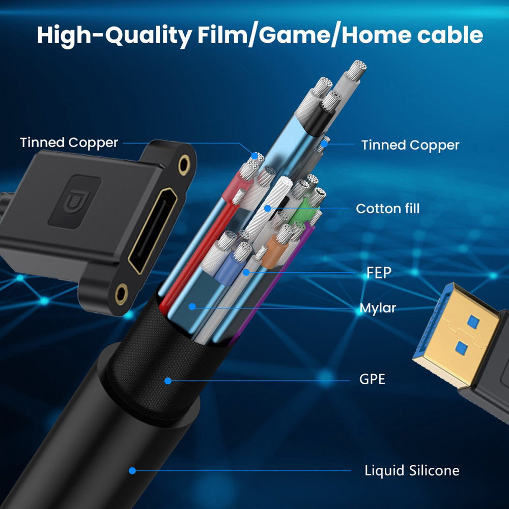 Ultrafine Left Angled DisplayPort 1.4 DP Male to Female Extension Cable 8K 60hz 4K 144hz for Desktop Laptop Monitor Graphics Card 30cm