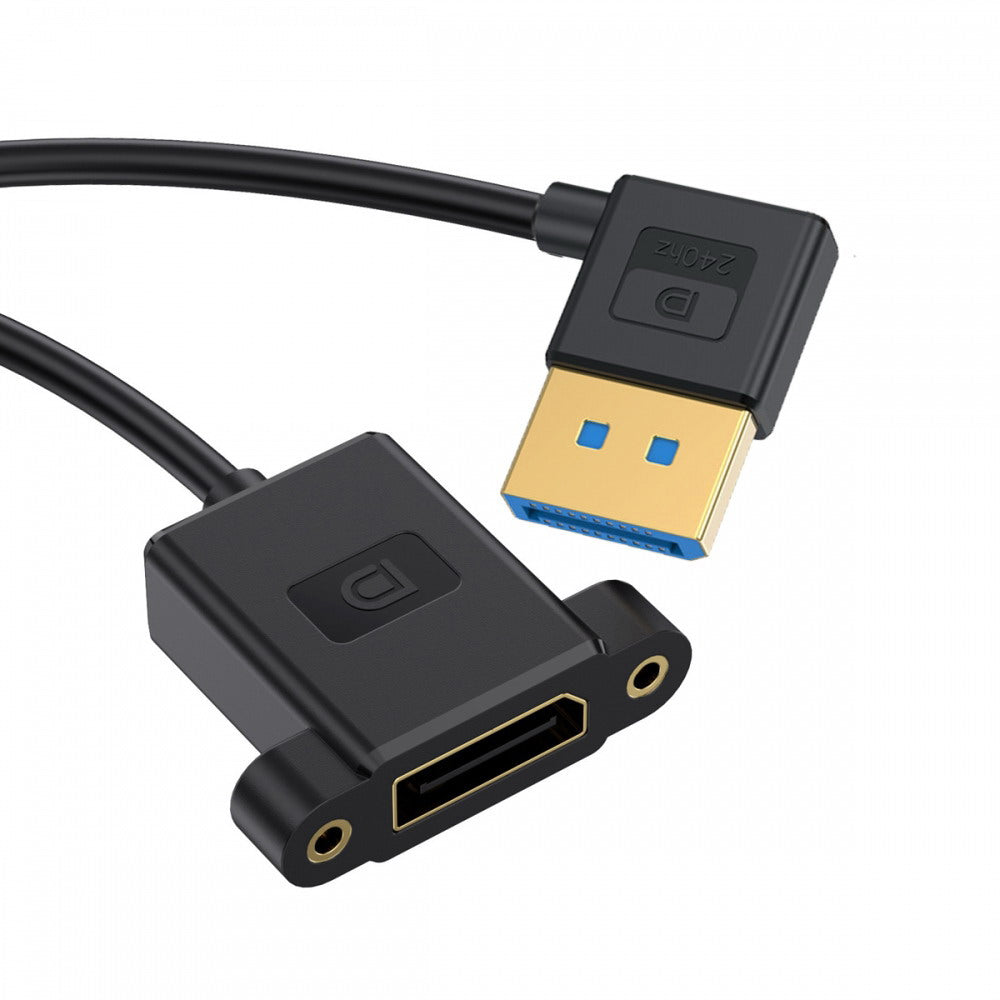 Ultrafine Right Angled DisplayPort 1.4 DP Male to Female Extension Cable 8K 60hz 4K 144hz for Desktop Laptop Monitor Graphics Card 30cm